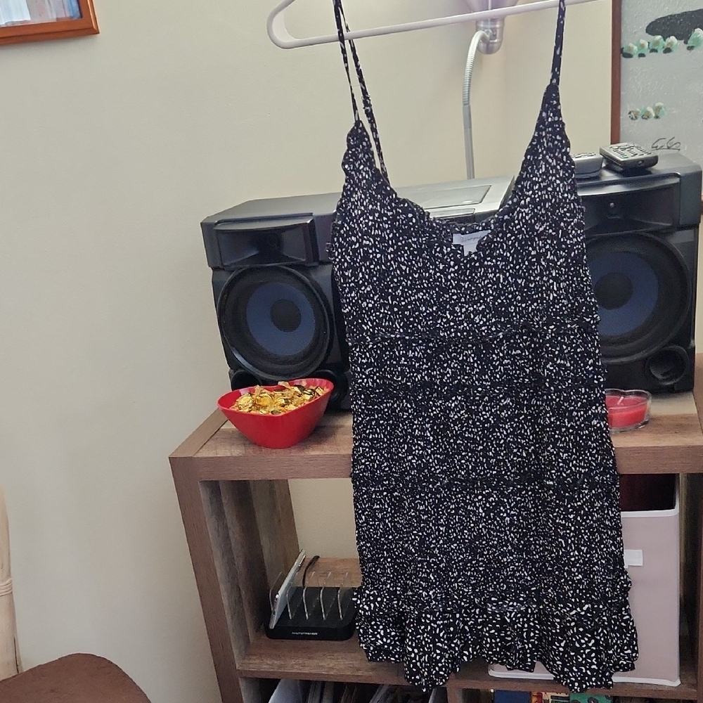 Chic Black and White Spaghetti Strap Dress